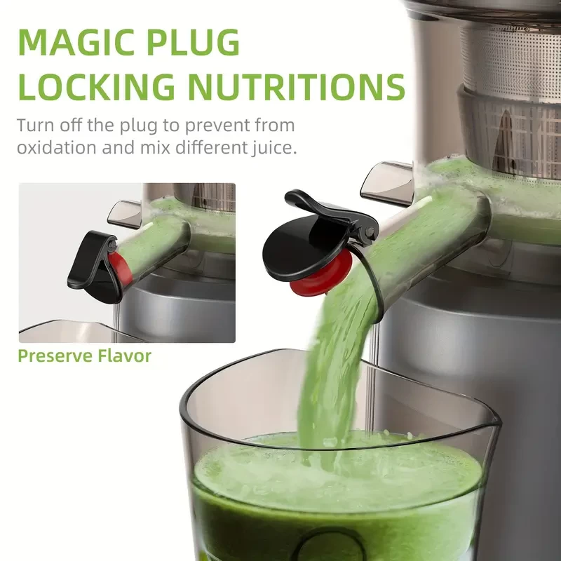 BioloMix Wide Chute Slow Masticating Juicer, BPA FREE Cold Press Juice Blender For High Nutrient Fruit And Vegetable Juice