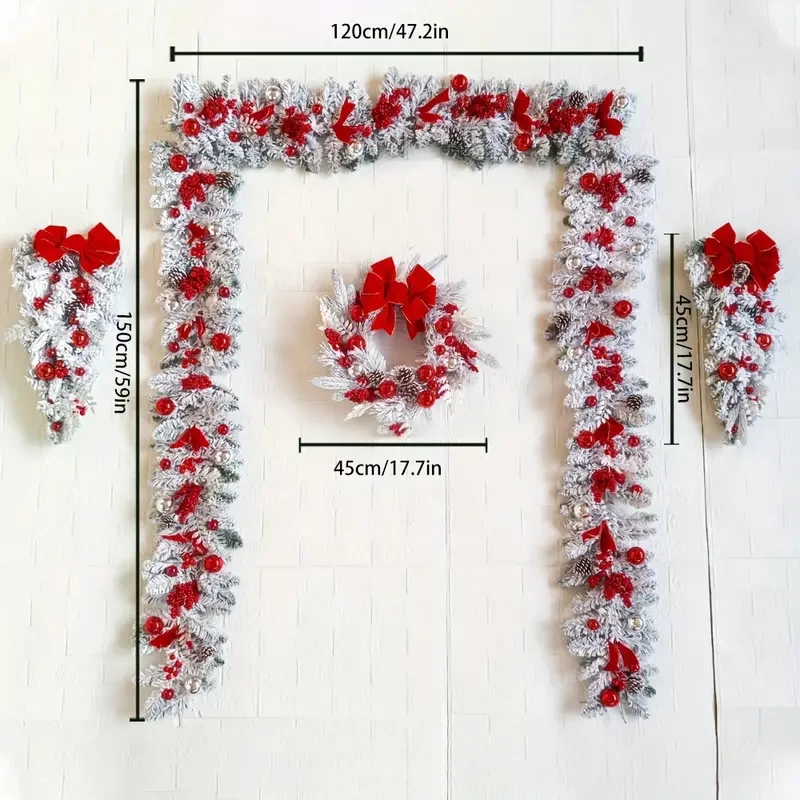 1 Set Christmas Door Hanging Garland, Christmas Decorations, Christmas Wreaths Decoration