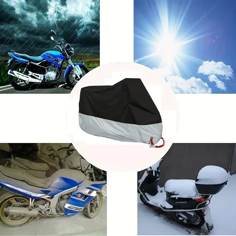 Waterproof Bicycle Motorcycle Cover, All Season Dustproof UV Protective Outdoor Indoor Scooter 190T Wear-resistant Fabric Motorbike Cover