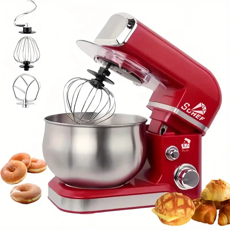 6-Speed Tilt-Head Kitchen Electric Mixer: Fully Automatic Dough Mixer, Household Whisk, Electric Food Mixer, Stand Mixer, Fully Automatic Chef Mixer, Stainless Steel Bowl, Splash Protection