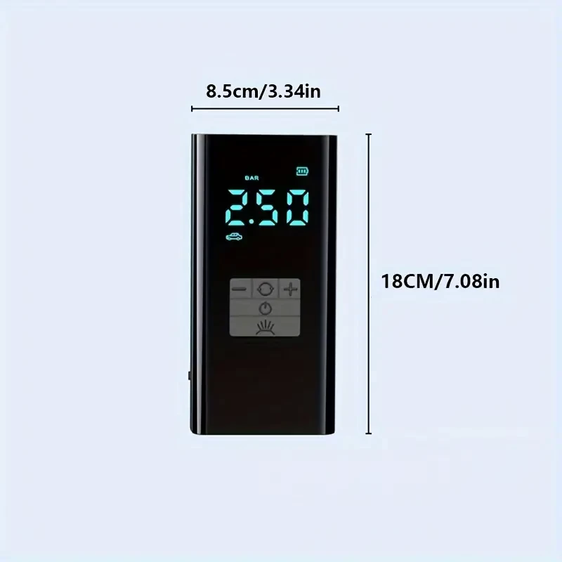 Portable Cordless Car Battery Emergency Starter, Tire Inflator Pump, Air Compressor, Easily Inflates Tire, LED Display, With Flashlight