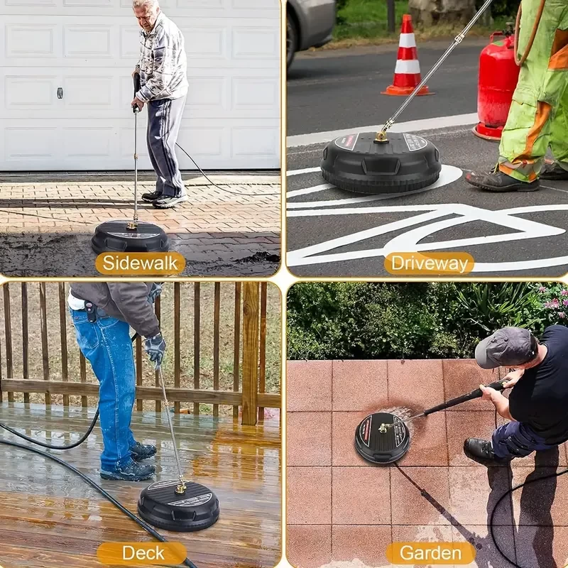 1 Set, High Pressure Cleaning Machine 15 Inch High Pressure Wash Floor Household Surface Cleaner With Two Extended Rods And Two Replacement Nozzles 4000psi