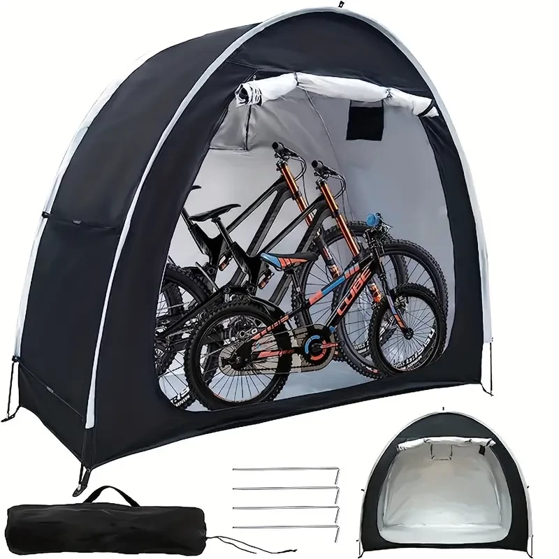 1 Pack Bike Tent Waterproof 210D Oxford Fabric, Outdoor Bicycle Cover Shelter With Window Design, Bike Storage Tent For 2 Bikes, Storage Tent For Home Garden