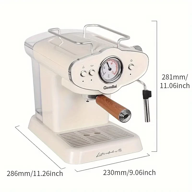 Gemilai Semi-automatic espresso machine,Italian pump with 15 Bar pressure,1100W, CRM3017,Christmas gift