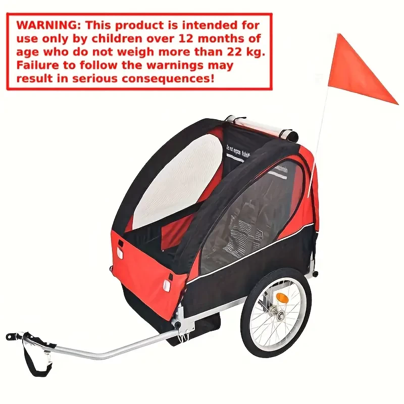 Double Baby Bicycle Trailer, Foldable Bicycle Rear Bicycle Trailer For Hiking And Walking