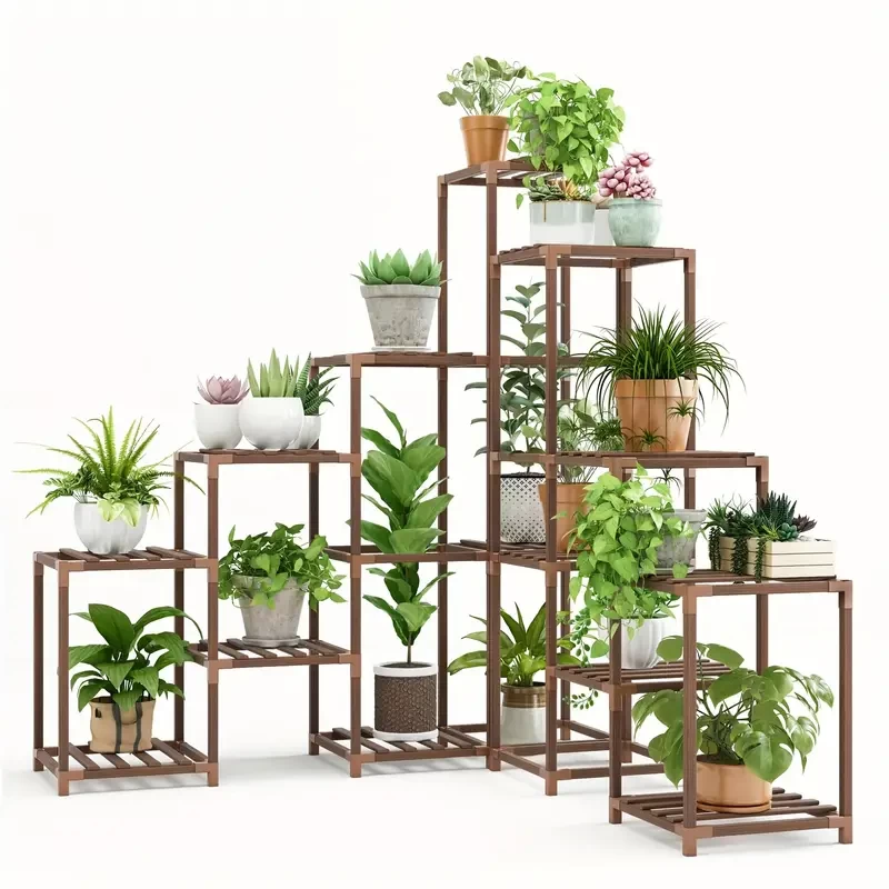 7 Rolls, Combination Flower Rack, Plant Bracket, Indoor Bamboo High Plant Bracket Suitable For Multiple Plant Racks, Clothes Racks Suitable For Window Plants, Indoor Gardens, Balconies, Home Decoratio