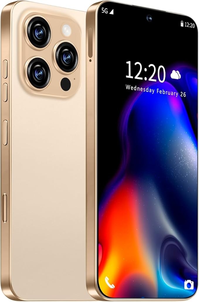 Iphone16 PROMAX Unlocked phone, 7-inch HD AMOLED smartphone, 7000mAh battery phone,Android 13.08 +256GB with 128GB memory card, Face ID/fingerprint lock /5G/ Photo /GPS(gold)