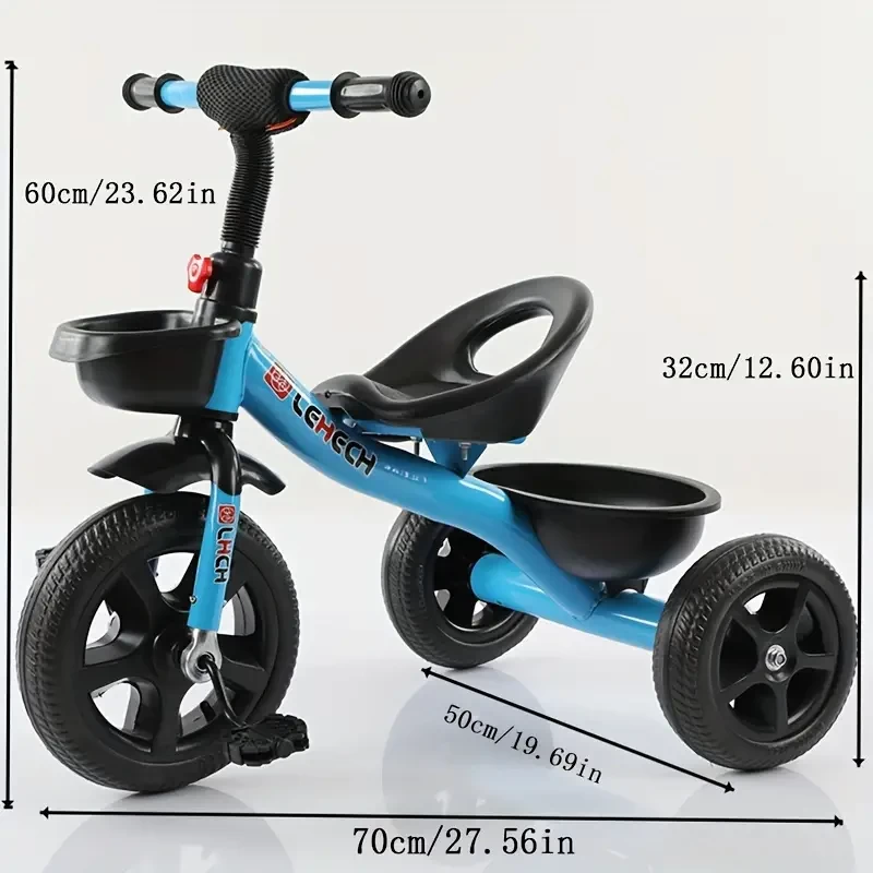 Kids Tricycles, High Carbon Steel Thickened Bracket Seat With Adjustable Front And Rear Comfort Soft Rubber Grip, 3 Wheel Bike With Thickened Wear-Resistant Tires, Comfortable Seat Cushion And Non-sli