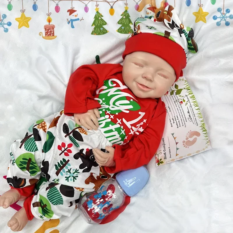 20in All Silicone Big Sleeping Reborn Dolls, Painted Lifelike Full Body Soft Solid Silicone Reborn Dolls For Collection, Christmas Gift