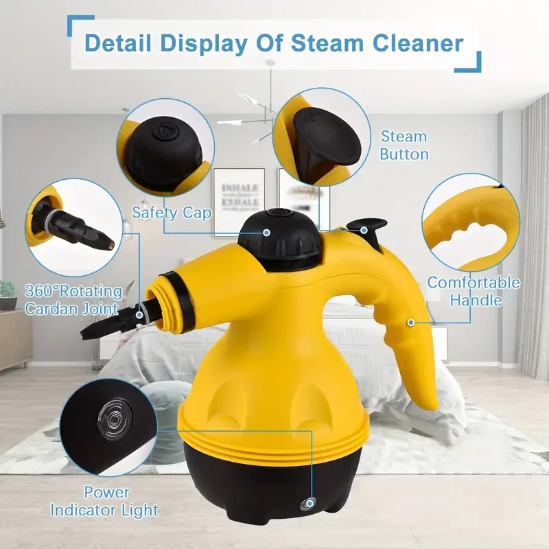 1pc Handheld Steam Cleaner Portable High Temperature Pressurized Steam Cleaning Machine Portable Steam Mop Cleaning For Kitchen Sofa Bathroom Car Window US Plug Cleaning Supplies Household Cleaning Ap