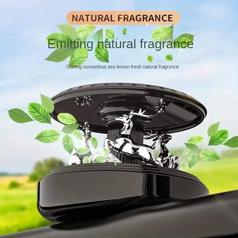 Solar Powered Carousel Car Aromatherapy Car Decoration, Long Lasting Light Fragrance For Car, Creative Automotive Decoration