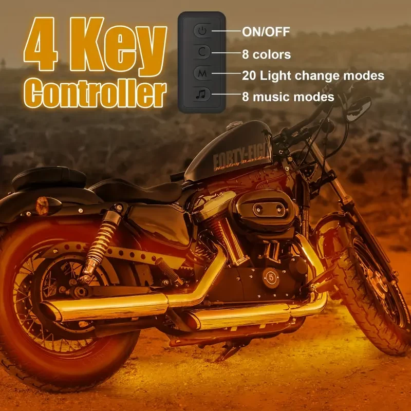Upgrade Your Motorcycle with a 6-Piece RGB LED Light Kit - Multi-Color, Red Brake Light & Waterproof Silicone Strip!