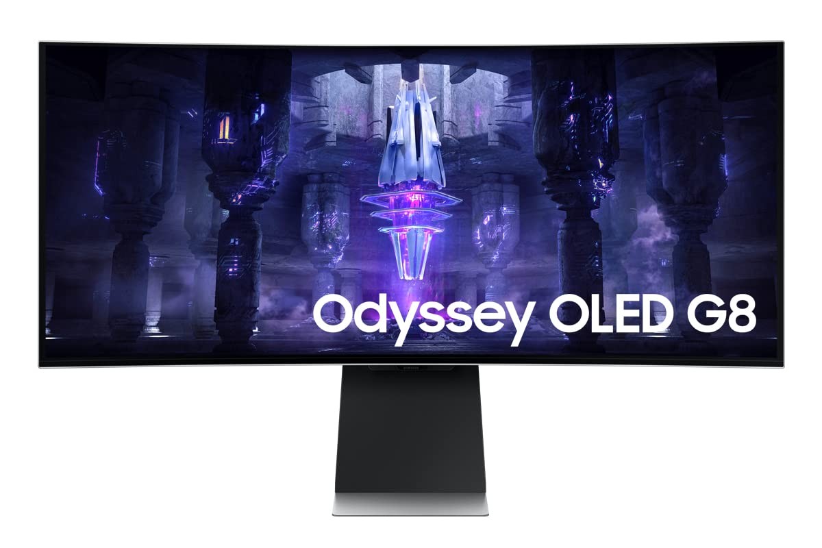 SAMSUNG 34" Odyssey G85SB Series QD-OLED Ultra WQHD Curved Gaming Monitor, 175Hz, 0.03ms, DisplayHDR True Black 400