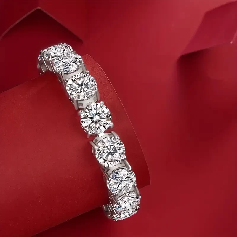 1pc Moissanite Bracelets 85 Carats, 925 Sterling Silver Bracelet, Stylish And Minimalist Unisex Bracelet, Wedding Birthday Anniversary Gift