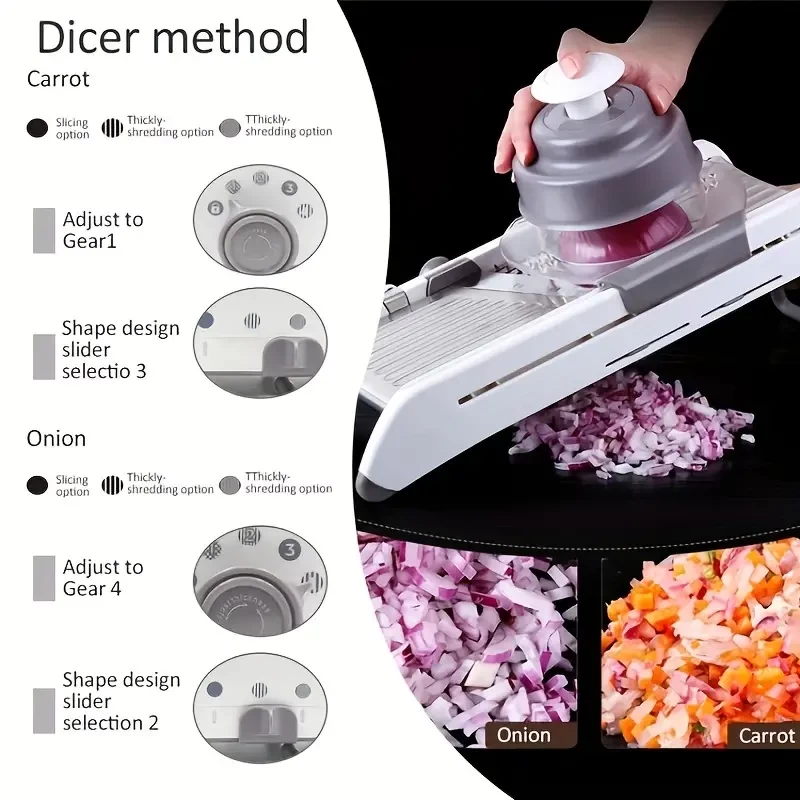 1 Set Of 18 Types Adjustable Mandoline Slicer Stainless Steel Vegetable Julienne Grater Onion Potato Slicer Cutter Professional Safe Vegetable Slicer
