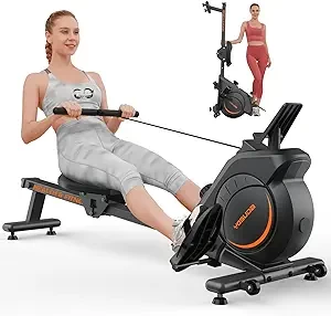 YOSUDA Magnetic/Water Rowing Machine 350 LB Weight Capacity - Foldable Rower for Home Use with Bluetooth, App Supported, Tablet Holder and Comfortable Seat Cushion