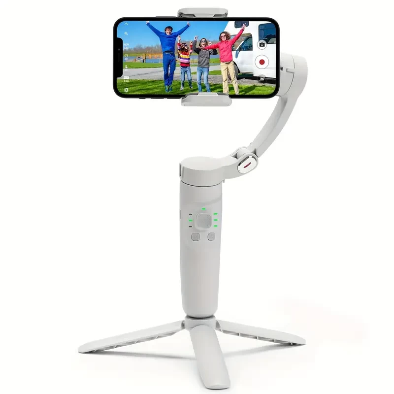 1 set, foldable 3 axis phone gimbal stabilizer, APP supported human face tracking function, multiple shooting options for iOS and Android phones