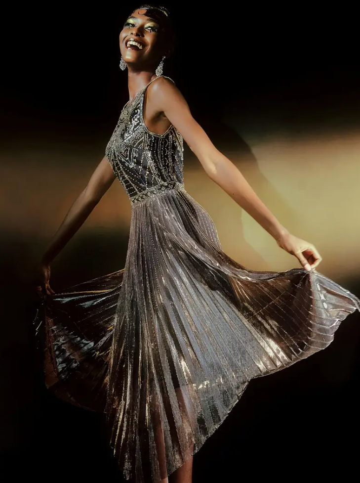 Formal evening dress, women's evening dress, beaded evening dress