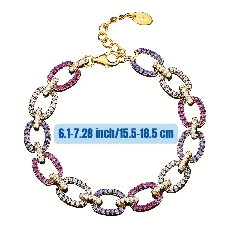 1pc Greta Mae Luxury Niche Colorful Exquisite Birthday Gift Sterling Silver Bracelet