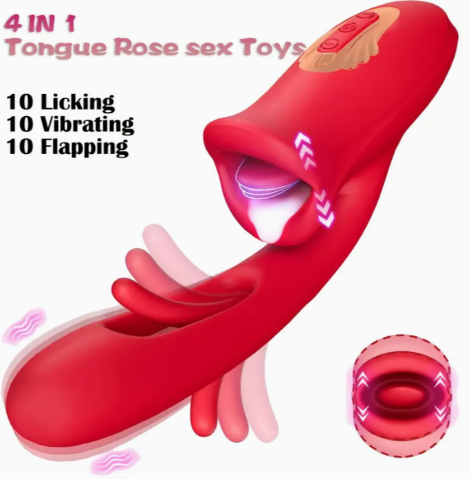 G-spot Tongue Lick Vibrator - Female G-spot vaginal clitoral stimulation, with 10 licking bites and 10 vibration and slap modes, harmless silicone USB rechargeable for female couples to bring more sex