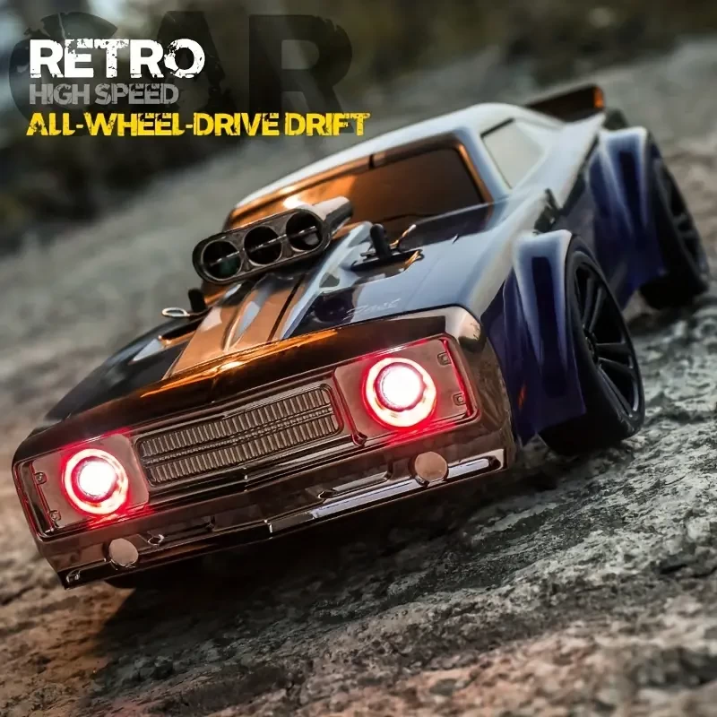 2.4G RC Remote Control Drift Racing Car 4WD High Speed Car 7 Lights Switch Front And Rear Vertical Spring Shock Absorber, Dual Fork Arm Independent Suspension System Speed And Fun