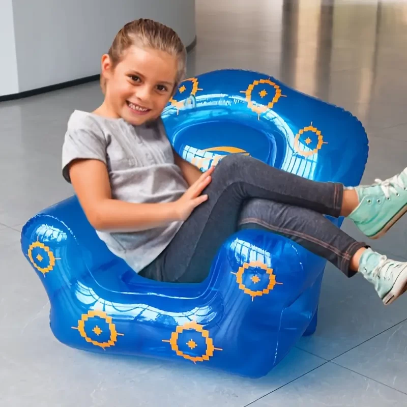 Transparent Lazy Sofa, Inflatable Sofa Bedroom Creative Balcony Chair Picnic Photo Props Sofa Children's Portable Transparent Blue PVC Inflatable Sofa, Water Floating Sofa