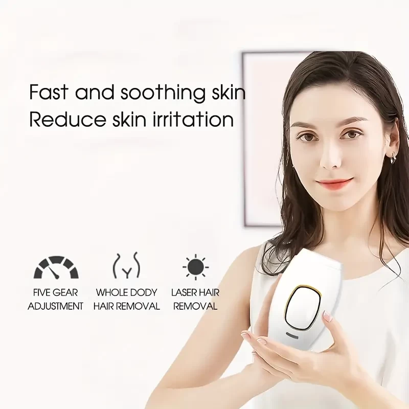 Professional IPL Laser Hair Removal Device - 500,000 Flashes, 5 Levels, Painless, For Women's Body, Pubic Area, And Bikini Line - Home Use Hair Remover