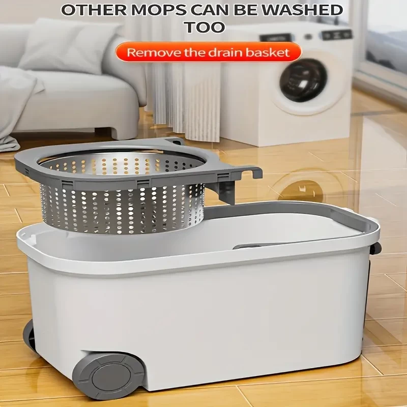1set, Household Double Drive Rotary Mop And Bucket Set, Spin Mop, Hands-free Wash Mop, Wet And Dry Use, Dust Removal Mop, For Hardwood, Laminate, Tile, Wooden Floor Cleaning, Cleaning Tool