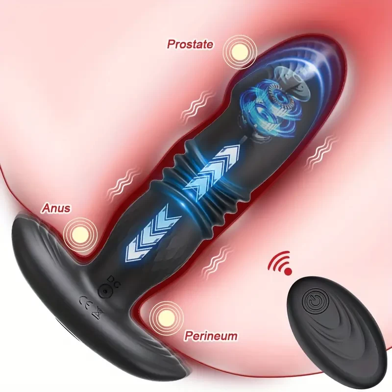 Anal Plug Butt Plug Vibrator Remote control sex toy Male female, prostate massager, with 10 thrust and vibration modes Adult sex toy Thrust vibrator Anal vibrator butt plug male female
