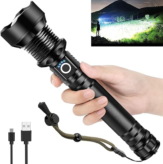 OMALIGHT Rechargeable 900000 High Lumens LED Flashlights, XHP90.2 Super Bright Flashlight with Zoomable & 5 Modes & IPX7 Waterproof for Camping