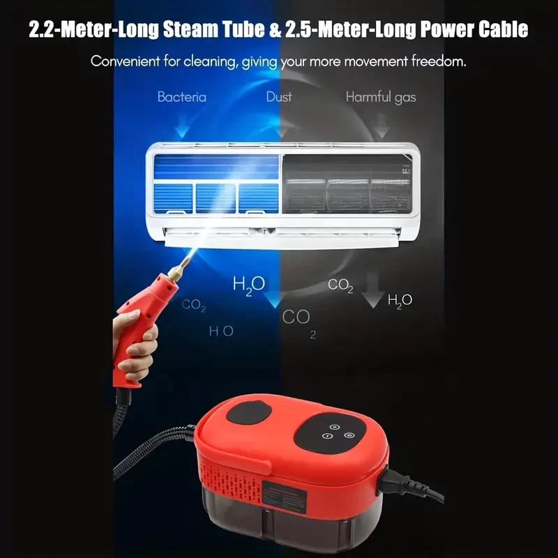 1pc, Handheld Steam Cleaner, 2500W Touch Screen Steam Cleaner High Temperature Pressurized Steam Cleaning Machine With Brush Heads For Kitchen Furniture Bathroom Car (US Plug)