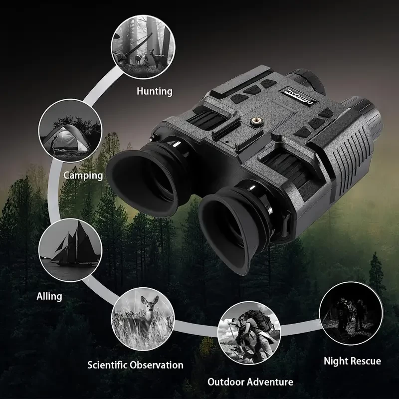 3D Head-mounted Night Vision Binoculars, Infrared Imaging 8X Digital Magnification IP54 Waterproof Binoculars Suitable For Outdoor Camping Night Fishing Cave Exploration