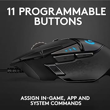 Logitech G502 HERO High Performance Wired Gaming Mouse, HERO 25K Sensor, 25,600 DPI, RGB, Adjustable Weights, 11 Programmable Buttons, On-Board Memory, PC / Mac