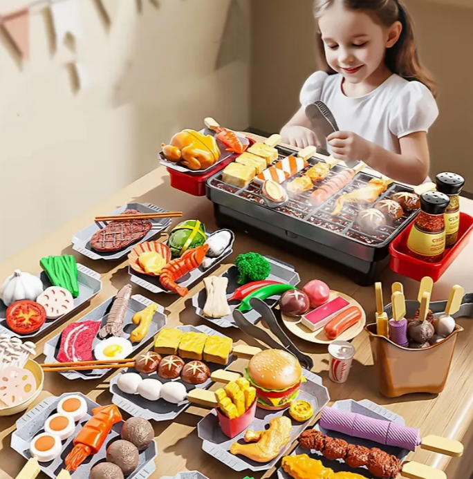 New Kitchen Toy Set for Europe and America, Toy Grill Set, Cooking Toy Set, Little Chef Interactive Barbecue Toy Set, Christmas, birthday gift