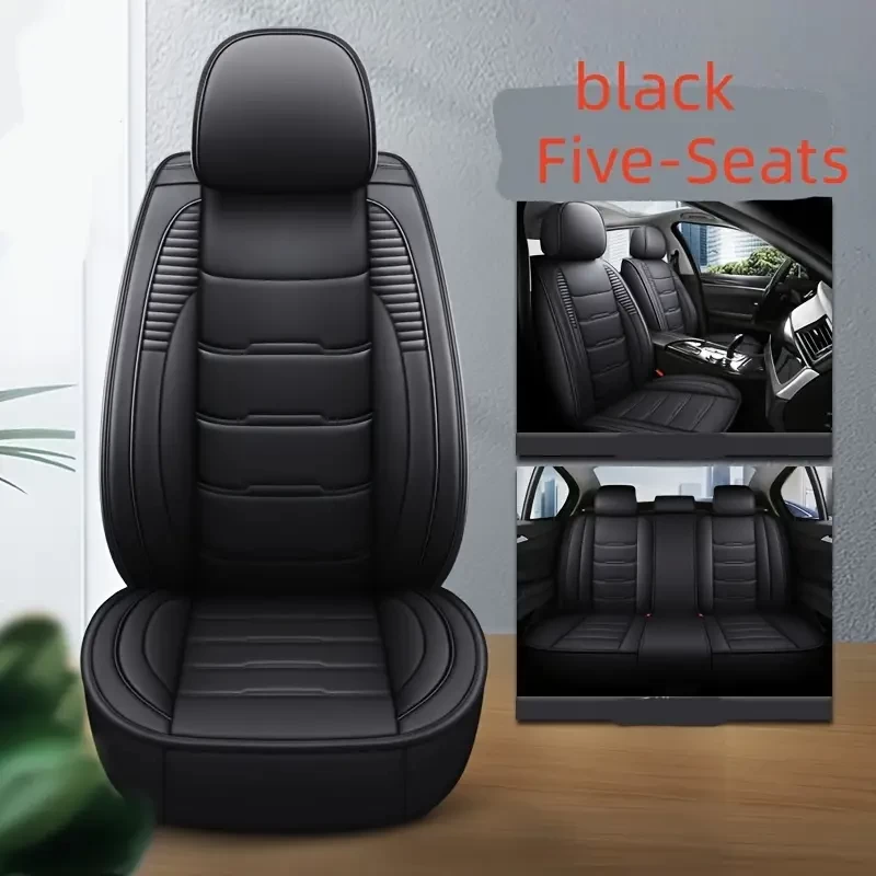 5 Fully Enclosed Car Interior Decoration Faux Leather Seat Covers, Four Seasons Fully Enclosed Seat Covers, Non-removable Car Seat Cushions