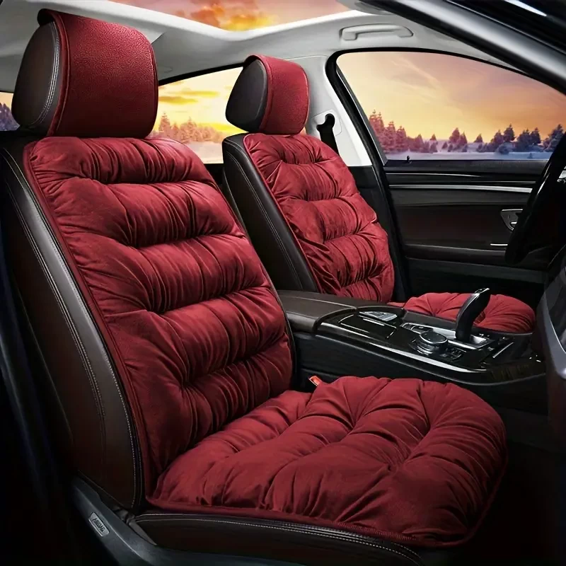 New Car Cushion Winter Plush Front Single Seat Thickened Winter Car Universal With Backrest Car Cushion Universal Seat Cover