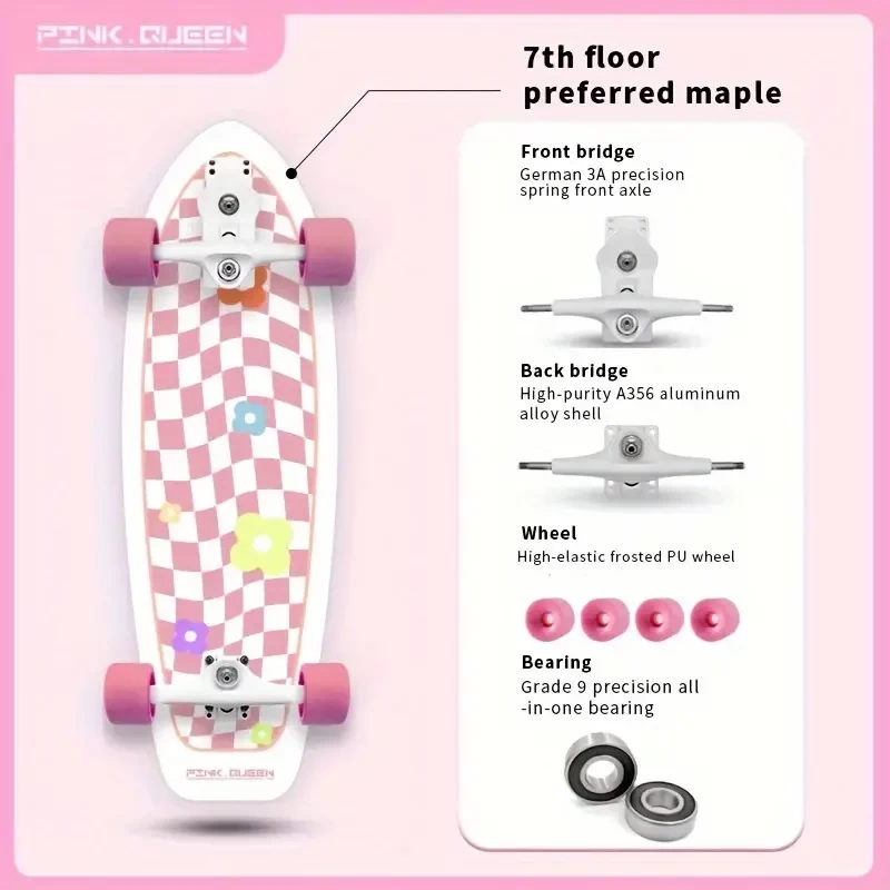1pc PinkQueen S7 Skateboard, Non-slip Professional Skateboard