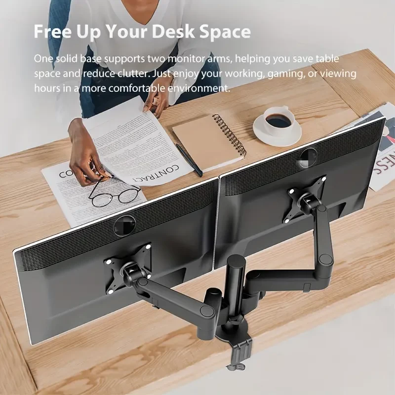 Monitor Stand PC Computer Dual-screen Monitor Bracket 2 15-32 Inch Screen Desktop Free Lifting Frame Bracket Arm Multi-angle Adjustment VESA 75/100 Mm