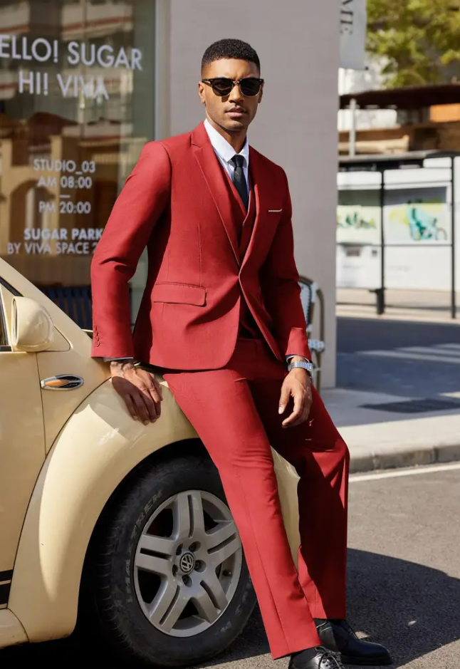 Men's 3-piece suit Classic one-button single-breasted slim-fit suit jacket Vest pant set Wedding Business