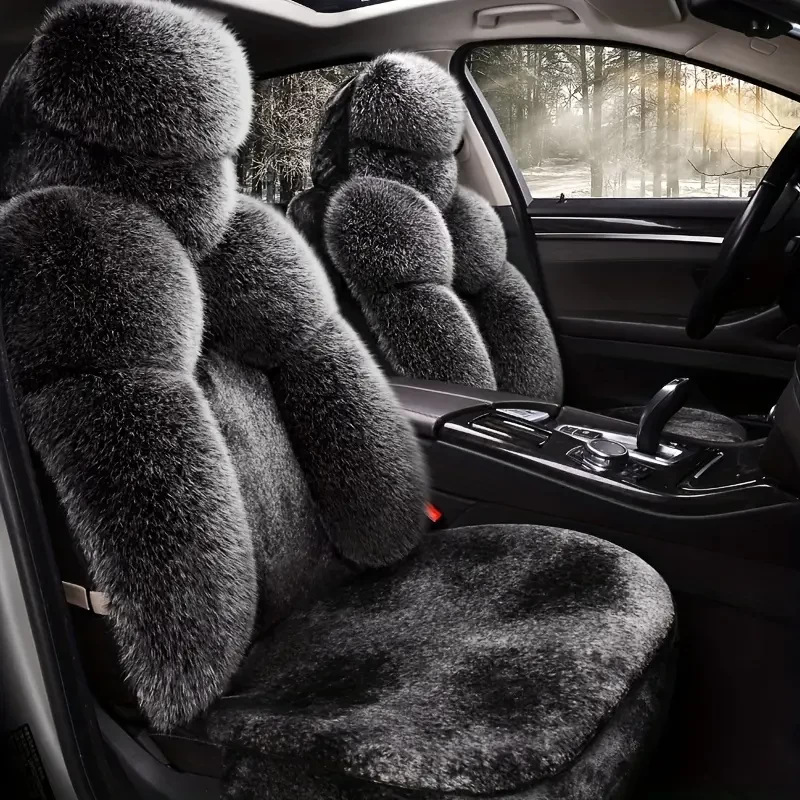 5 Seats Plush Automotive Seat Cover, Winter Warm Full Surround Auto Front Rear Seat Cushion, Vehicle Seat Protector- Universal Size Car Accessories
