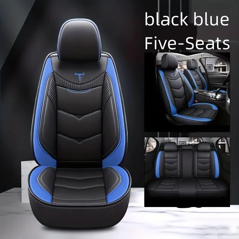 5 Universal PU Leather Dirt-resistant Car Seat Covers Sports Style Fashion Seat Cushions Four Seasons Universal New Full Package Seat Covers