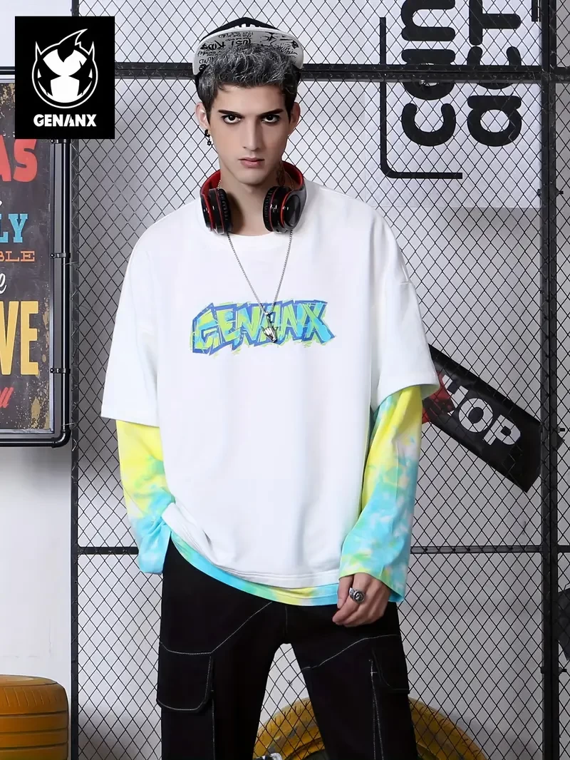 Men's Stylish Loose Alphabets Pattern Sweatshirt, Casual Breathable Crew Neck Long Sleeve Top For City Walk Street Hanging Outdoor Activities