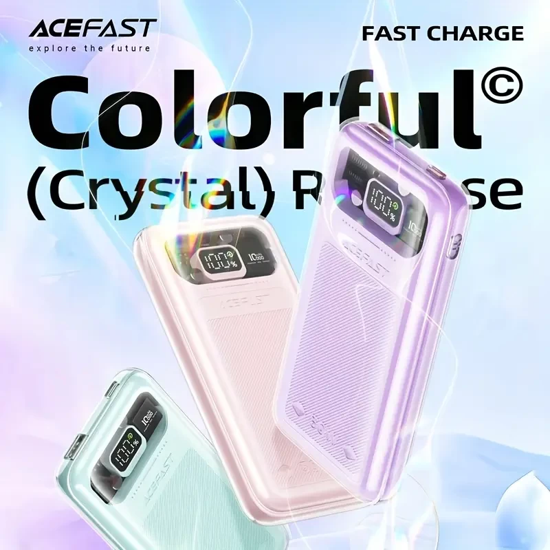 ACEFAST M1 Crystal 10000mAh Portable Fast Charging Poverbank 30W Type C Output 22.5W USB A Output External Battery Charger For IPhone/For Samsung/For MacBook Tablet