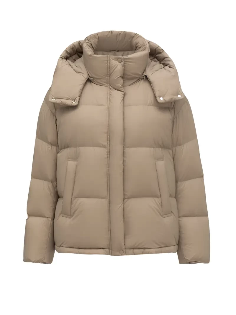 Solid Stand Collar Hooded Coat, Casual Long Sleeve Winter Warm Outerwear, Women's Clothing