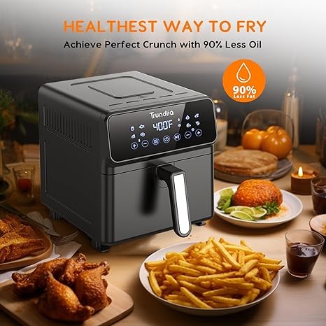 Trundlia 8-in-1 Air fryer 6.3-Quart Metal Smart Combo Oven 1500W Air Fryer oven Oilless Electric Airfryer with LCD Touch Screen Wide 175℉-400℉ Temp Range,Nonstick Basket,8 Quick Presets,ETL Certified