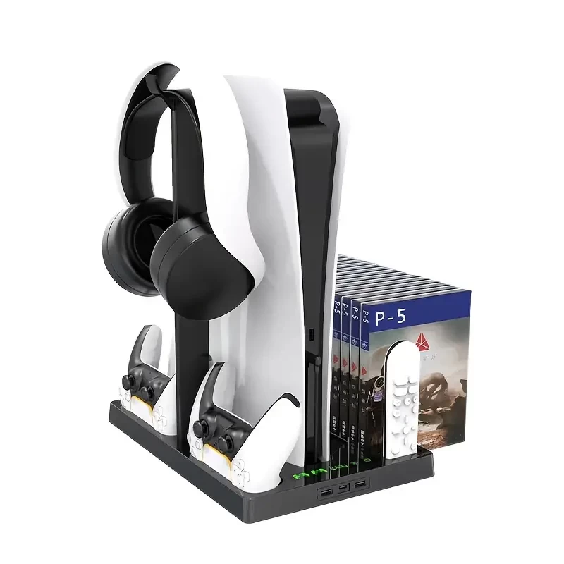 PS5 Game Order Cooling Base, PS5 Handle Base Charging Bracket, Black Charging Storage Disc Bracket ,gaming gift