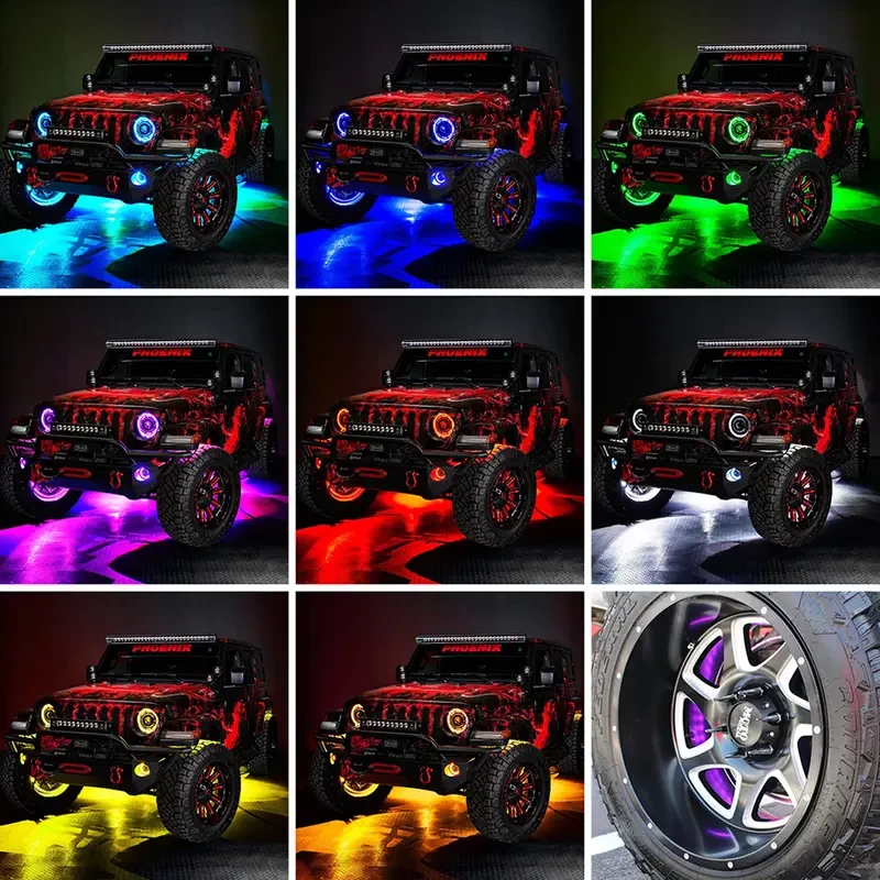 4pcs For Suzuki Grand Vitara Escudo Car LED Hub Wheel Light, SUV Styling Light, Colorful, Tuning Signal, APP Control, 12V