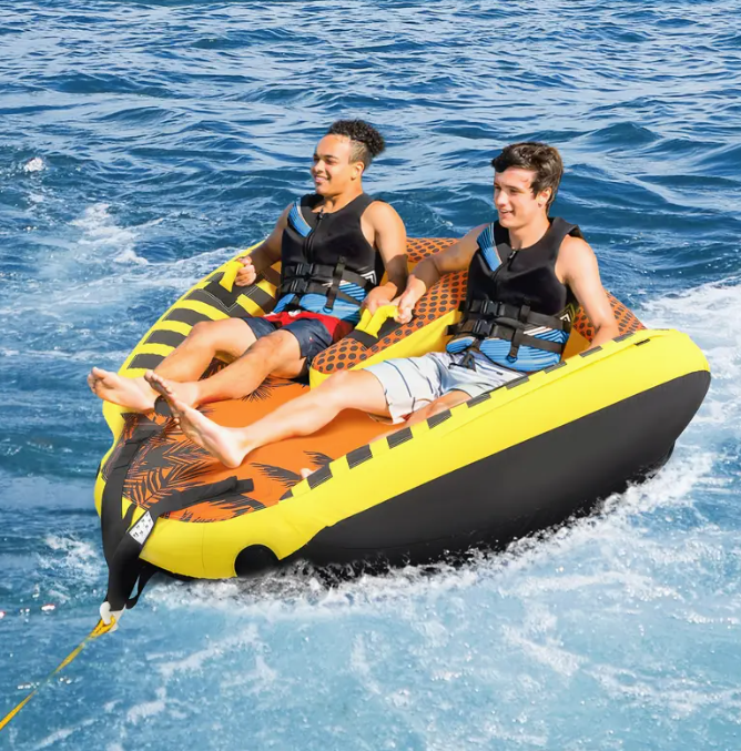 Towing tube for boating for 1-2 persons, inflatable Marine towing tube with double towing points, suitable for water sports, capacity 1300 LBS