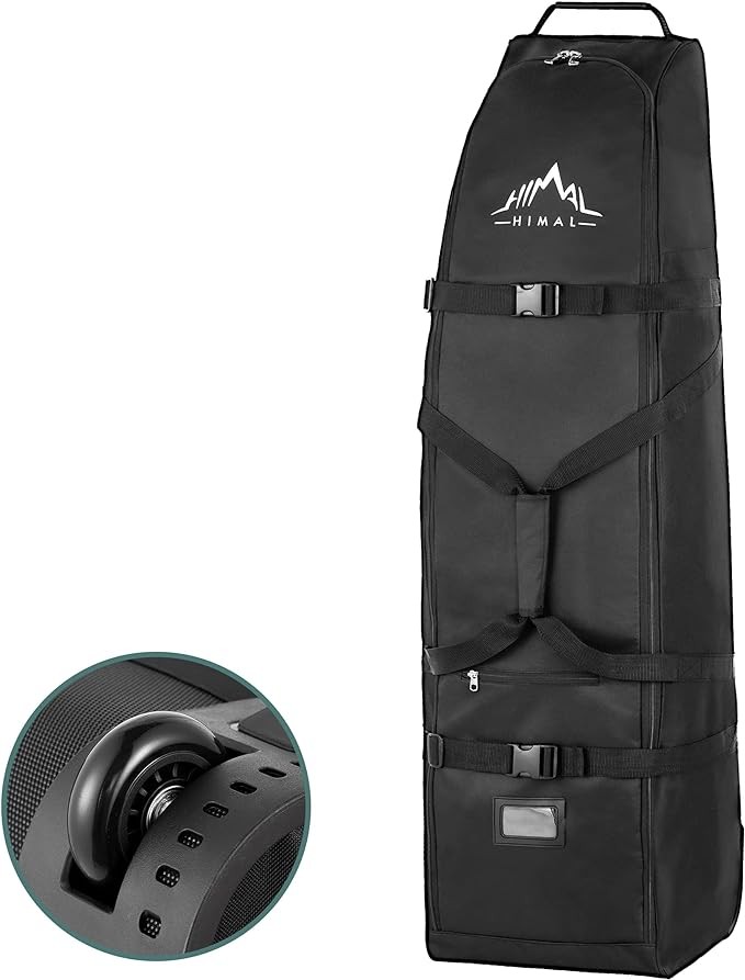 Himal Outdoors Soft-Sided Golf Travel Bag - Heavy Duty 600D Polyester Oxford Wear-Resistant, Excellent Zipper Universal Size with Wheels