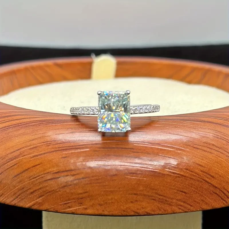 1pc 1/2/3 Carat Square Light Blue Moissanite 925 Sterling Silver Rings, Anniversary Gift, Valentine's Day Gift